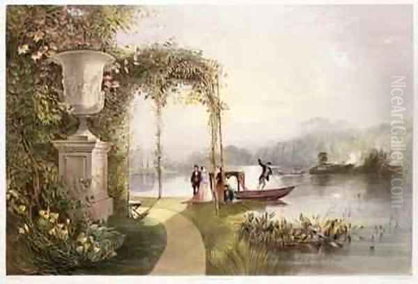 The Lake, Trentham Hall Gardens Oil Painting by E. Adveno Brooke