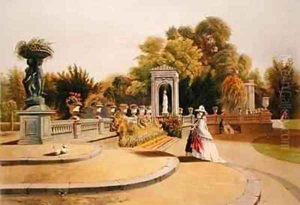 The Terrace, Trentham Hall Gardens Oil Painting by E. Adveno Brooke