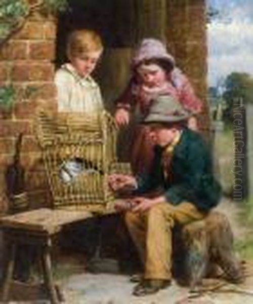 The Bird Cage The Music Lesson Oil Painting by William Bromley