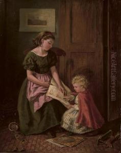 The Reading Lesson Oil Painting by Valentin Walter Bromley