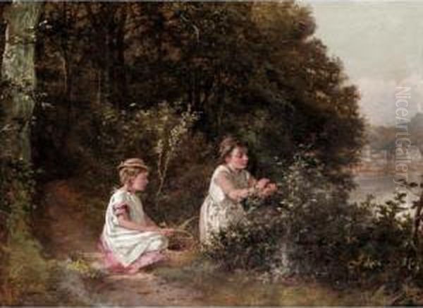 Picking Redcurrants Oil Painting by Valentin Walter Bromley