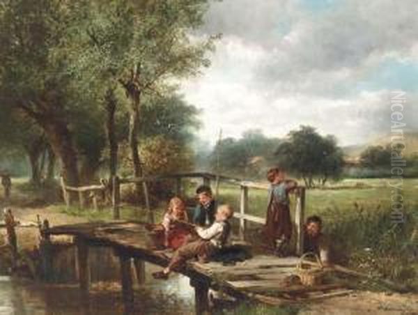 An Afternoon Fishing Oil Painting by Valentin Walter Bromley