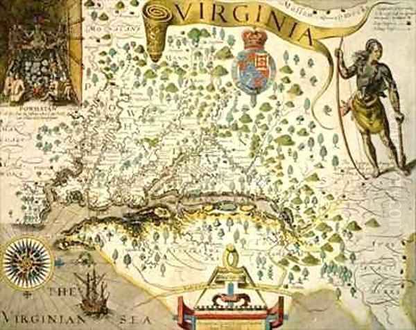 Sloane MS 1622 Map of Virginia Oil Painting by Theodore de Bry