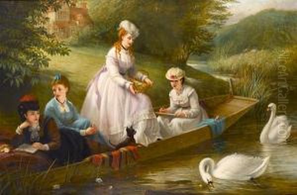 Thames Swans Oil Painting by Thomas Brooks