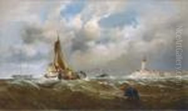 Running Into Harbour Ahead Of The Squall Oil Painting by William Broome Of Ramsgate