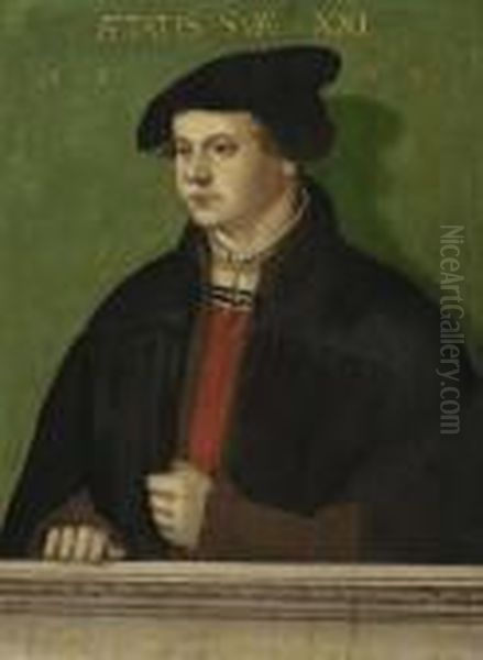 Bildnis Eines 21- Jahrigen Mannes, 1538. Oil Painting by Hans Brosamer