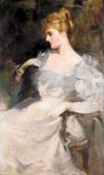 The Lady In White Oil Painting by Robert Brough