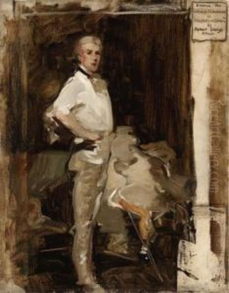 Sir George Alexander As Rudolf Rassendyll In The Prisoner Ofzenda Oil Painting by Robert Brough