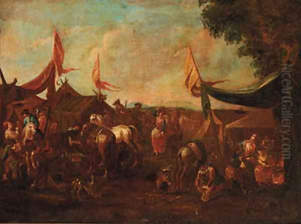 A cavalry encampment Oil Painting by Pieter van Bloemen