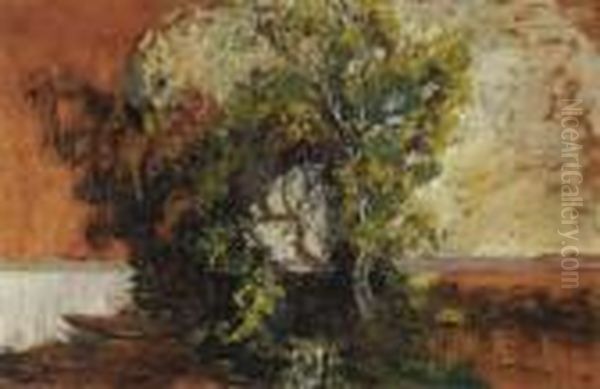 La Barque Sous Les Grands Arbres Oil Painting by Eugene Brouillard