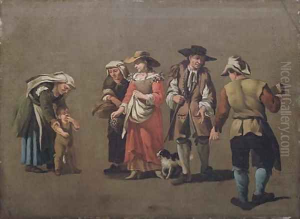 A group of peasants Oil Painting by Pieter van Bloemen