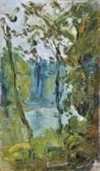 Riviere Entre Les Arbres Oil Painting by Eugene Brouillard