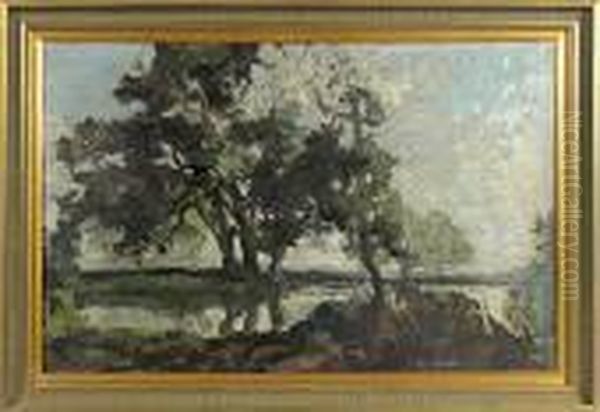 Paysage Lacustre Aux Grands Arbres Oil Painting by Eugene Brouillard