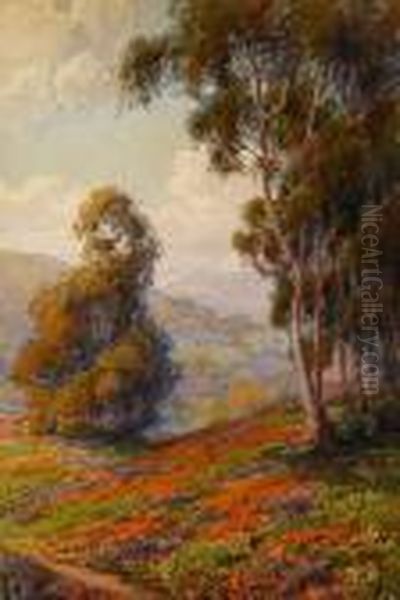 Hillside With Eucalyptus Oil Painting by Benjamin Chambers Brown