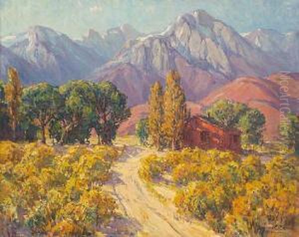 Secluded Home At The Base Of Mt. Whitney Oil Painting by Benjamin Chambers Brown