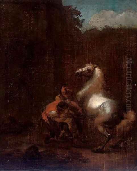 A farrier Oil Painting by Pieter van Bloemen