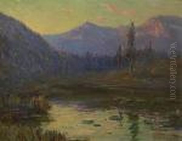 Summer Stream At Sunset Oil Painting by Benjamin Chambers Brown