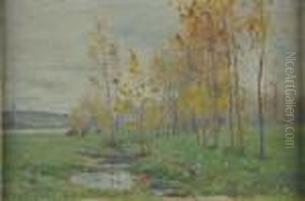 Cattle Grazing In An Autumn Landscape Oil Painting by Benjamin Chambers Brown