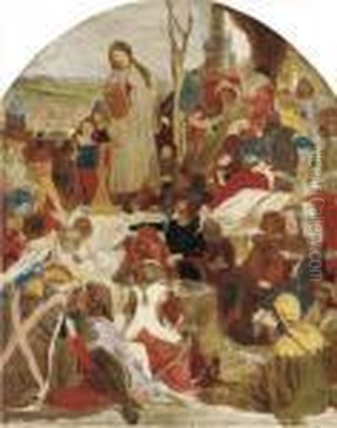 A Study For Chaucer At The Court Of Edward Iii Oil Painting by Ford Madox Brown