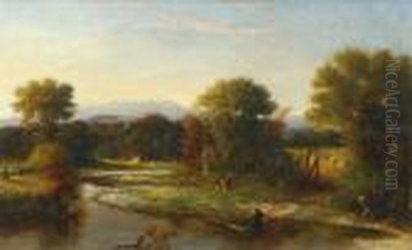 Afternoon On The Pemigewasset River Oil Painting by George Loring Brown