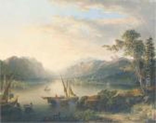 The Hudson River Oil Painting by George Loring Brown