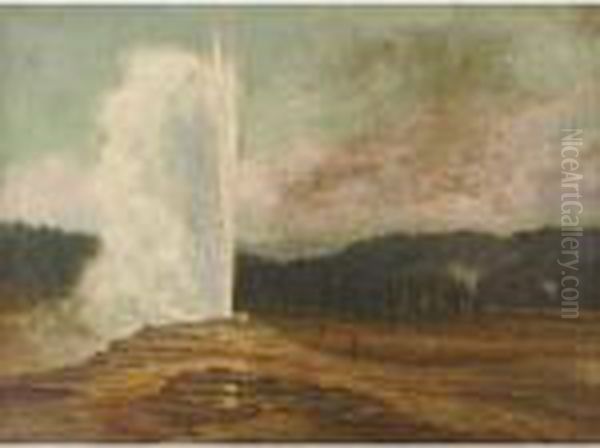 Old Faithful Geyser Yellowstone National Park Oil Painting by Grafton Tyler Brown