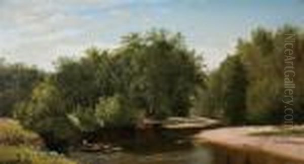 Along The River, Andover, Maine Oil Painting by Harrison Bird Brown