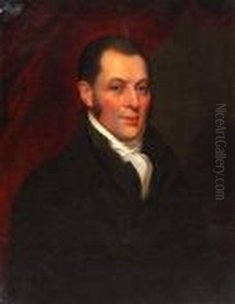 Portrait Of A Gentleman With Black Top Coat Andwhite Stock Oil Painting by Mather Brown