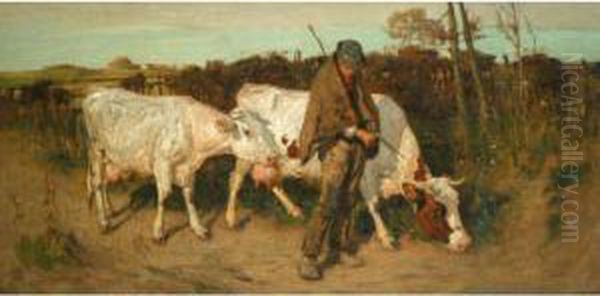 Returning From Pasture Oil Painting by Thomas Austen Brown