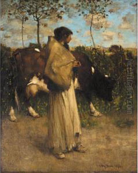 Morning Pasture Oil Painting by Thomas Austen Brown