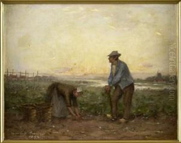 Potato Pickers Oil Painting by William Mason Brown