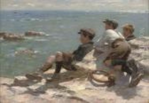 Watching The Boats Oil Painting by William Mason Brown