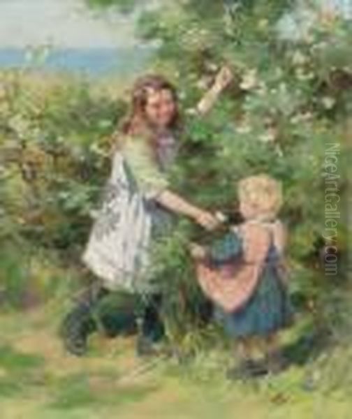 Wayside Roses Oil Painting by William Mason Brown