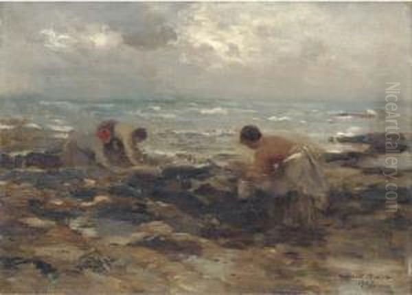 The Mussel Gatherers Oil Painting by William Mason Brown