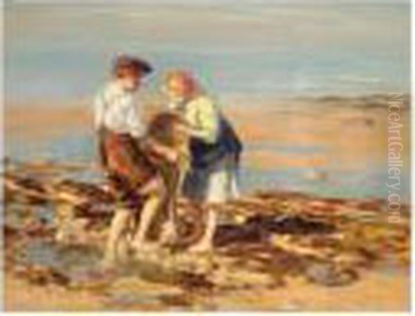 Gathering Kelp Oil Painting by William Mason Brown