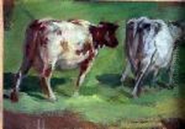 Cattle Study Oil Painting by William Mason Brown