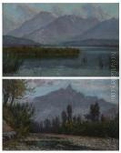 Mountain Lake Oil Painting by William Mason Brown