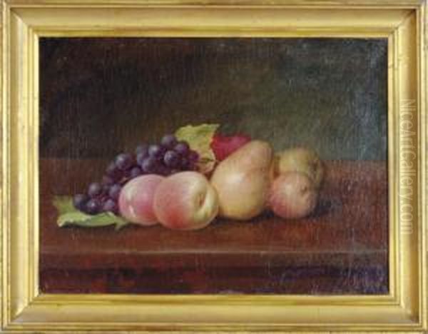 Still Life With Grapes, Pears And Peaches; And A Companionpainting Oil Painting by William Mason Brown