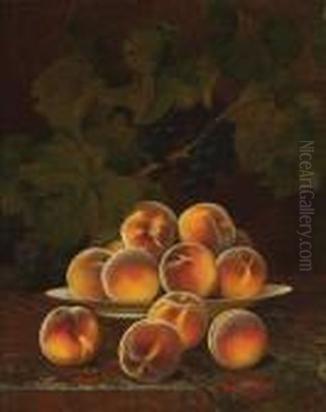 Still Life With Peaches Oil Painting by William Mason Brown