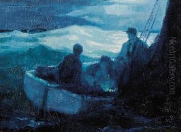 Sailing Under... Oil Painting by George Elmer Browne