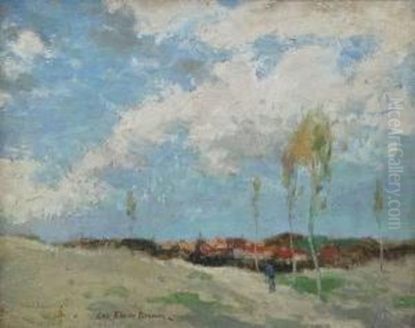 Landscape With Town In Background Oil Painting by George Elmer Browne