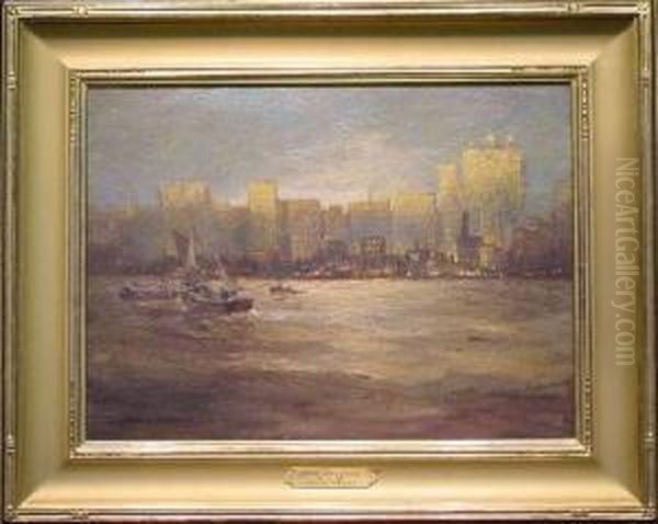 New York At Evening Oil Painting by George Elmer Browne