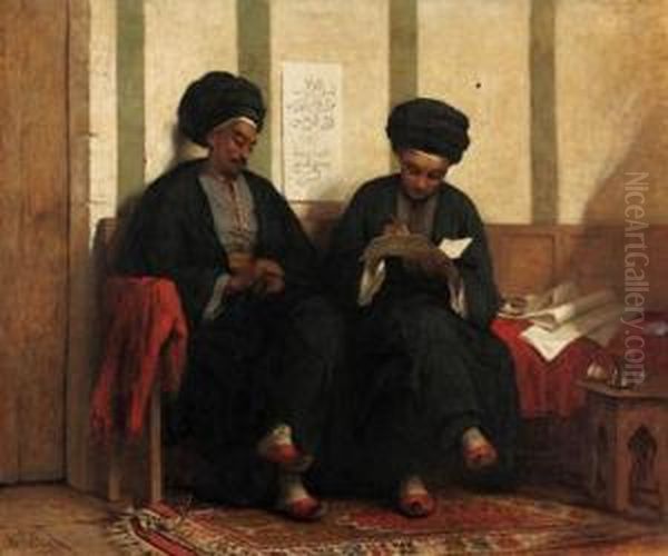 Un Poete; Les Coptes Dans La Haute Egypte Oil Painting by Henriette Browne