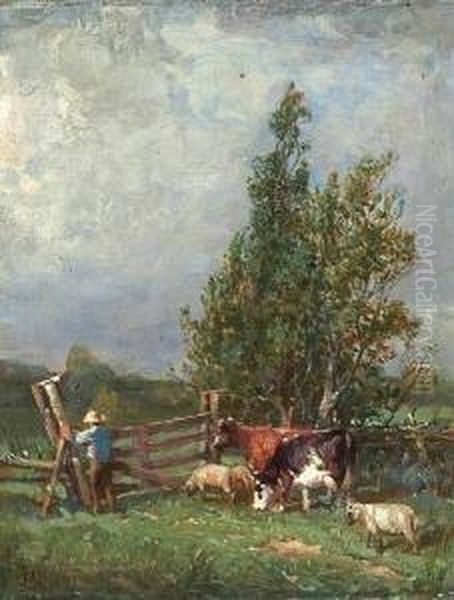 Going To Fresh Pastures Oil Painting by Peleg Franklin Brownell