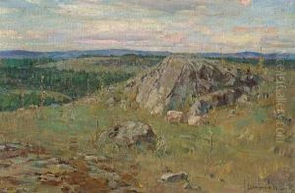 A Pastoral Scene With Sheep Resting Oil Painting by Peleg Franklin Brownell