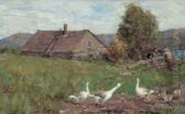 Farm On The Gatineau Oil Painting by Peleg Franklin Brownell