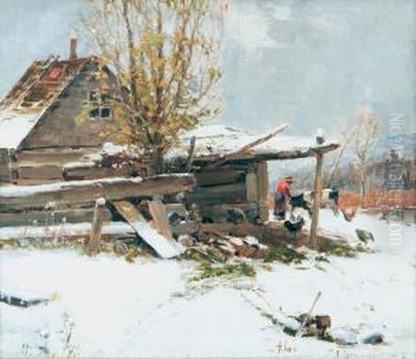 Winter In The Country Oil Painting by Peleg Franklin Brownell