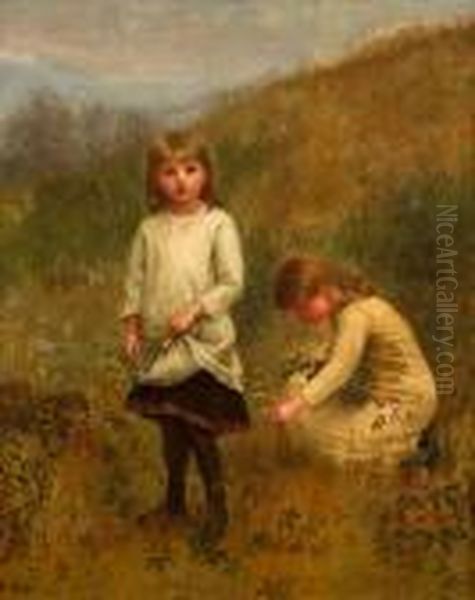 Gathering Flowers Oil Painting by Jennie Augusta Brownscombe