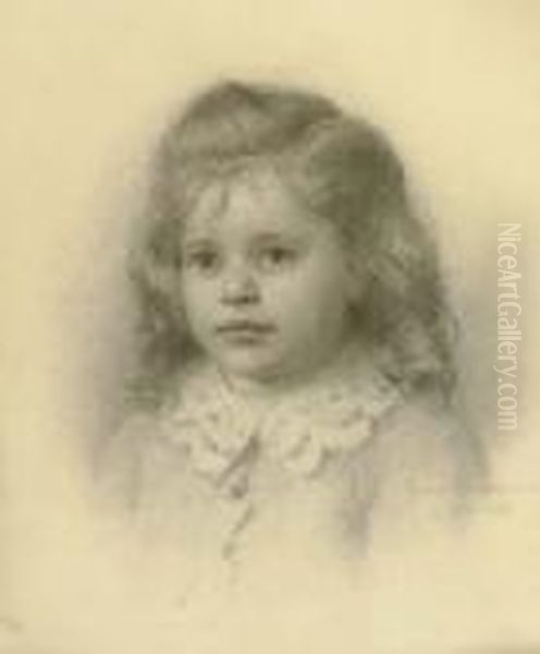 Portrait Of A Young Girl Oil Painting by Jennie Augusta Brownscombe