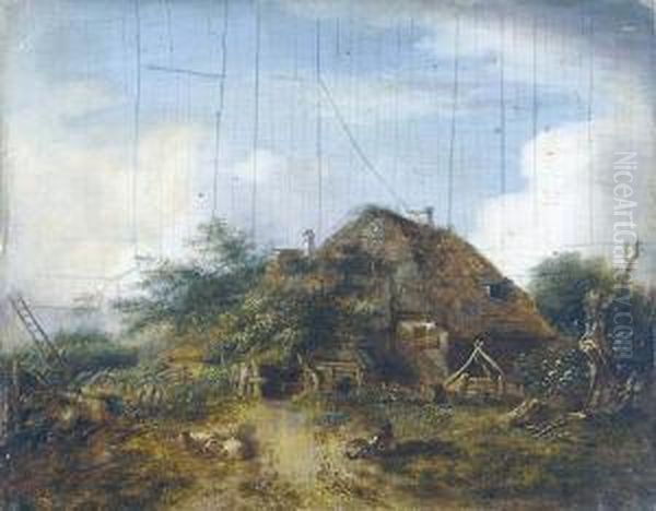 W Zagrodzie Wiejskiej Oil Painting by Lazare Bruandet